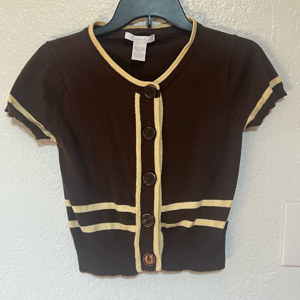 Charlotte Russe Brown and Cream Knit Cardigan